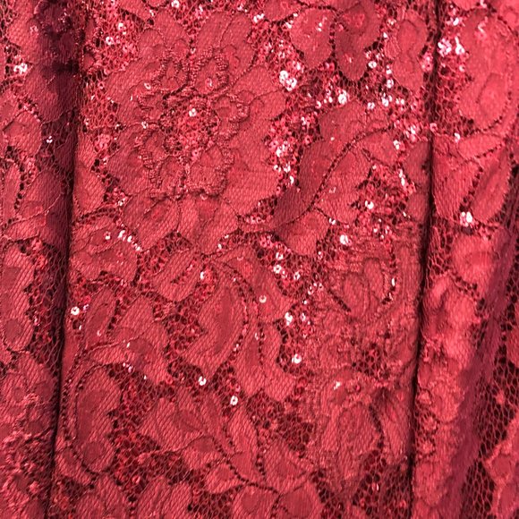 Burgundy Halter Sexy Low Back Prom Dress, Size 0 2 4, Mermaid, Sequin & Lace - Picture 11 of 13